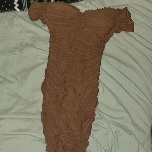 Windsor XS Chocolate Ruched Mini Dress  NEW WITH TAGS